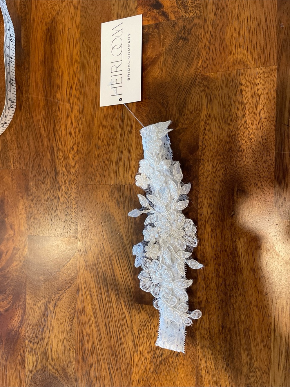 Heirloom Bridal White Lace Floral Appliqué Garter